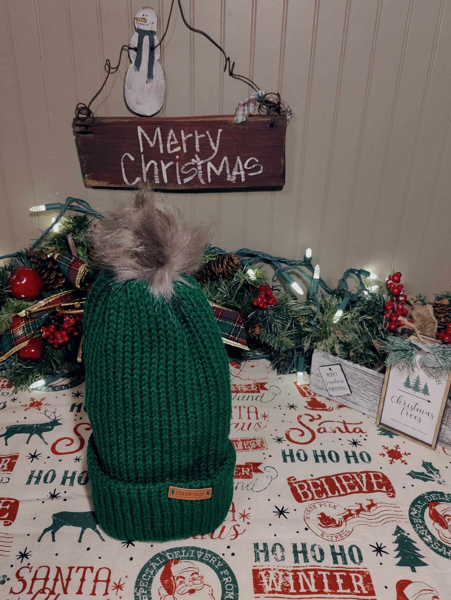 Enchanted Forest Knit Hat with Luxe Pom-Pom