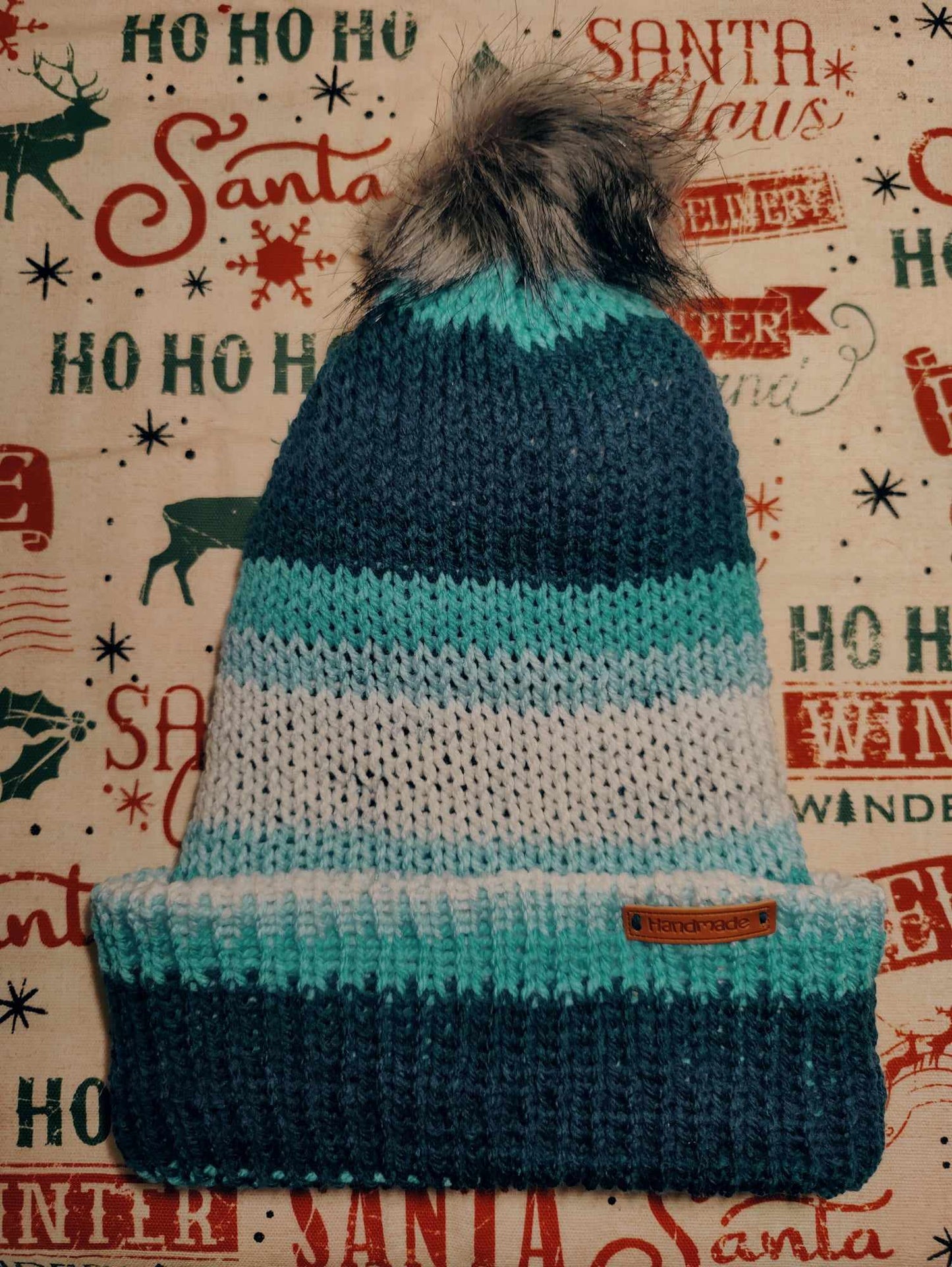 Winter Whisper Knit Hat with Faux Fur Pom-Pom